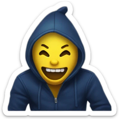 creepy smile sharp teeth dark blue stuffed animal yellow hands re lips sticker