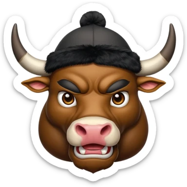 angry winter New Year's with black horns bull emoji sticker