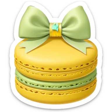 sage yellow macaron with white bow sticker