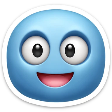 Sky Blue Pacman ghost character with big eyes sticker