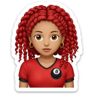 Light brown curly 3b 3a hair cassie braids light brown eyes red 8 ball top 🎱 sticker