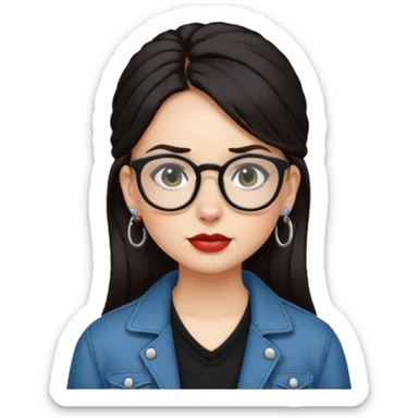 sarah babygirl dark hair and glasses with nose piercing and earrings and cool clothes sticker