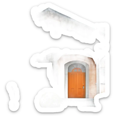 Single floor Sapphire colored ranch style house and an orange door sticker