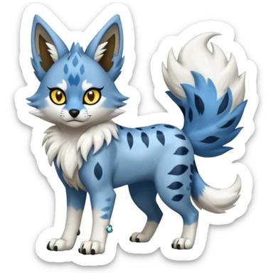 Blue serval-Lycanroc-wolf-fusion-hybrid, full body sticker