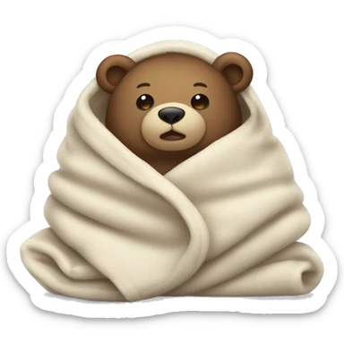 cozy bear in a blanket sticker