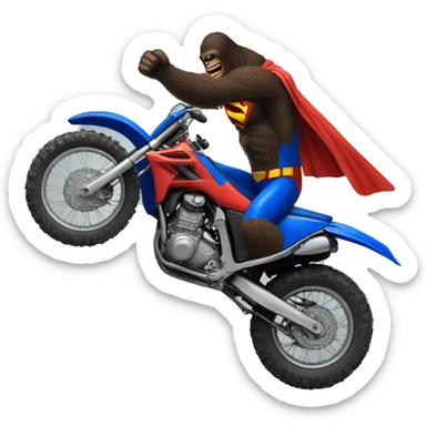 Big foot doing a Superman trick on a dirtbike  sticker