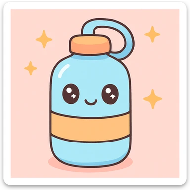water bottle, kawaii style, cute and colorful sticker