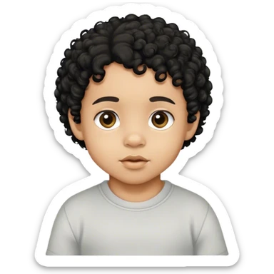 A lightskin 2 year old small boy with black curly hair  sticker