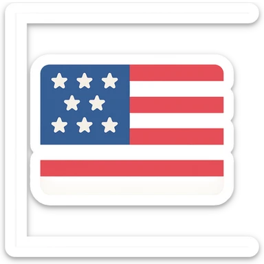 American flag, bold colorful icon, emphasizing blue field with white stars and red and white stripes sticker