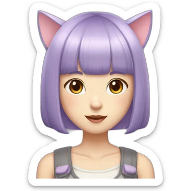 light-purple-blunt-bangs-short-hair-cat-ear-japanese-girl sticker