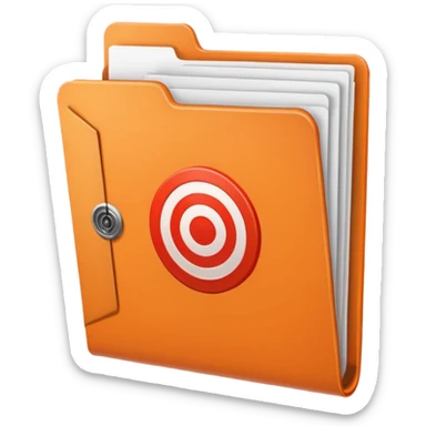 orange file folder with target on the cover sticker
