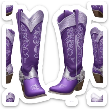purple and silver cowgirl boots sticker