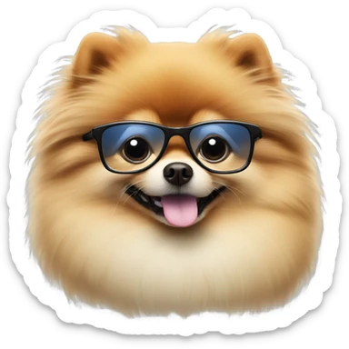 pomeranian with glasses sticker