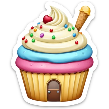 hous for cupcake with icecream sticker