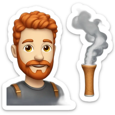 Man with short red head a small beard smoke hookah sticker