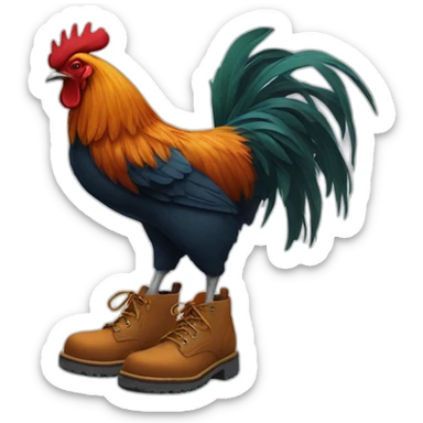 rooster wearing tims shoes on its feet sticker