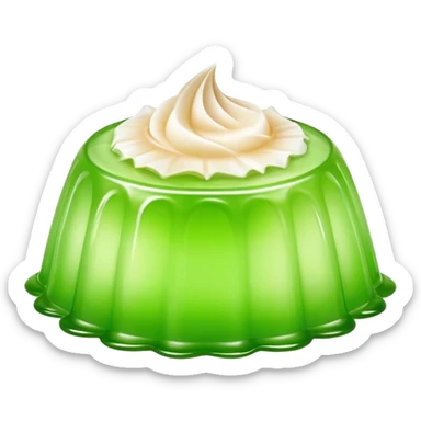 Cinematic Realistic Coconut Pandan Jelly Dessert Emoji, showcasing a delicate, translucent jelly infused with coconut and pandan rendered with lifelike detail and soft, tropical lighting. sticker