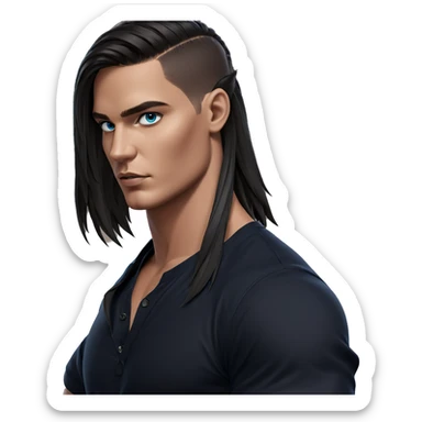 dark-skinned boy with blue eyes sticker