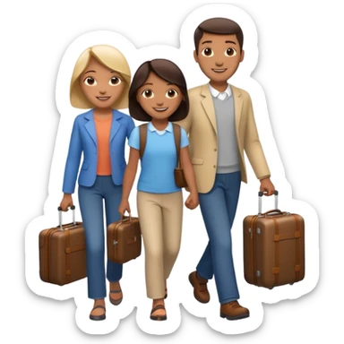 familia con maleta caminando sticker