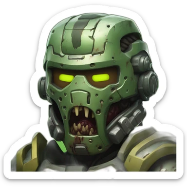 Doom slayer zombie sticker
