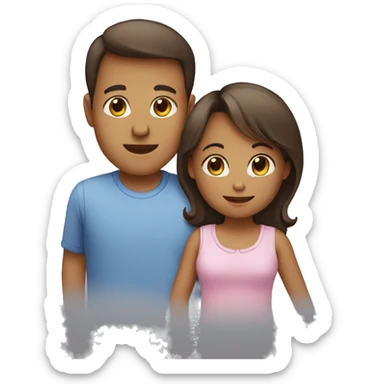 family with one little boy, one little girl and a baby sticker