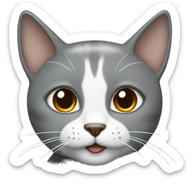 Grey cat with white lines with brown eyes smiling sticker