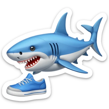 Tiburón con zapatillas azules  sticker