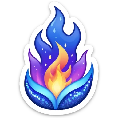 navy blue glitter fire in blue tones  sticker