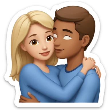 couple hug and kiss moment  sticker