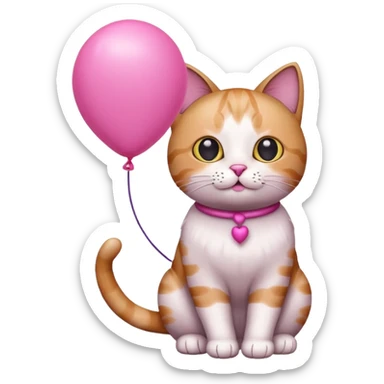 Cat with pink balloon sticker
