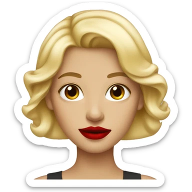 Blonde girl with a red lips sticker
