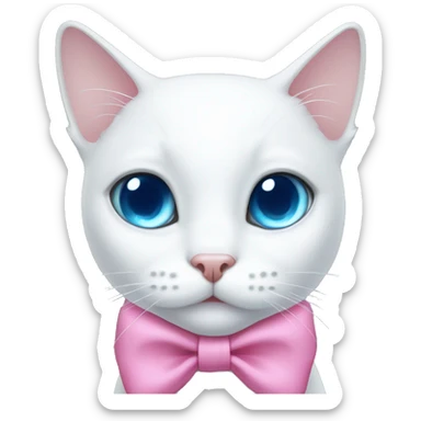 white cat with a pink bow and blue eyes sticker