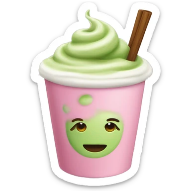 matcha latte in a pink cup  sticker