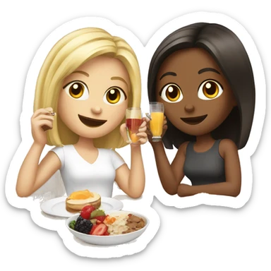 Blonde and brunette girls eating brunch  sticker