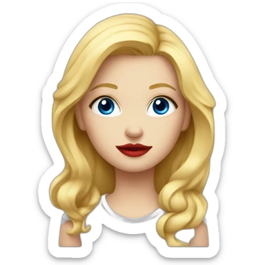 fille blonde aux yeux bleus avec du rouge à lèvres sticker