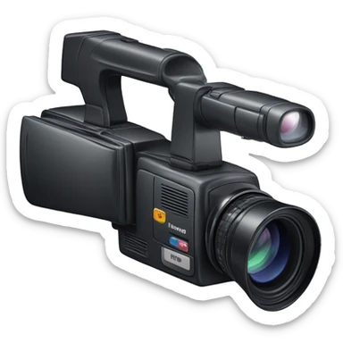 1990's camcorder, without tripod, with flip-out screen sticker