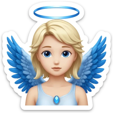 anime style angel with a blue halo and blue wings sticker