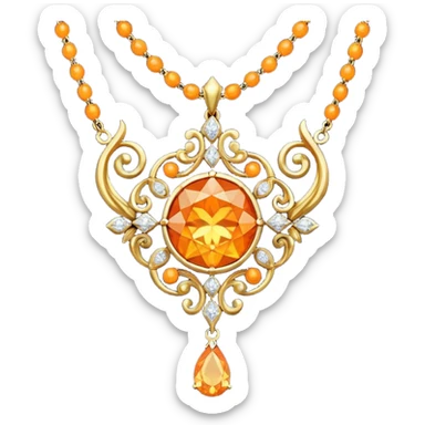 fantasy-magic-orange-necklace-diamonds sticker