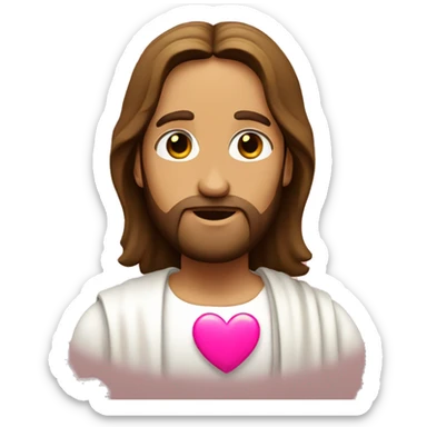 Jesus with pink heart sticker