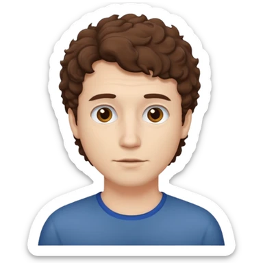 Create an emoji of a man with white skin and short brown but slightly curly hair sticker