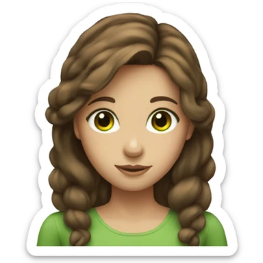 A girl with brown hair and green eyes sticker