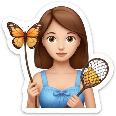 woman holding butterfly net sticker