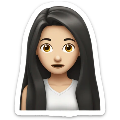 long dark hair white girl grossed out sticker