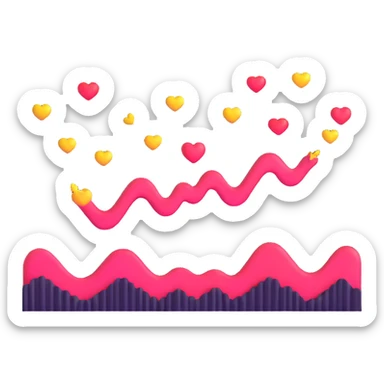 adorable sound wave character with love hearts falling in love with beautiful music sticker
