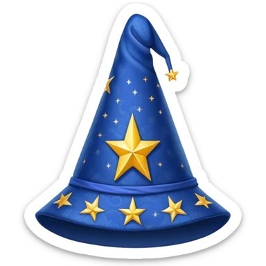 blue wizard hat with star-yellow pattern sticker