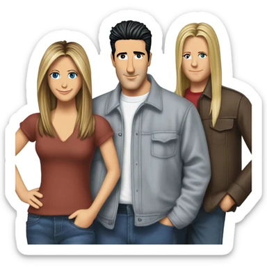 The cast of friends Jennifer Aniston Courtney cox David schwimmer phoebe joey chandler sticker