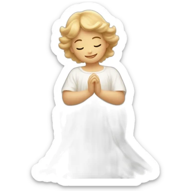 angel guide, with outstretched white feather wings from the back and a peaceful, reassuring smile, enveloped in a soft, celestial light sticker