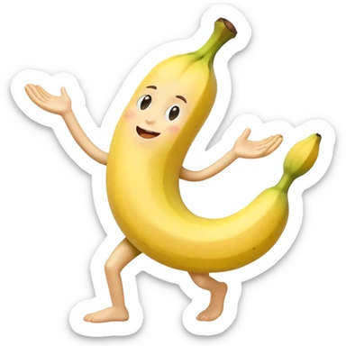 Banana  with a face  had strong arms and legs sticker