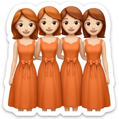 5 bridesmaids in auburn colored dresses sticker