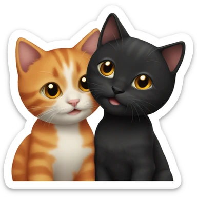 small black kitten and orange cat sticker